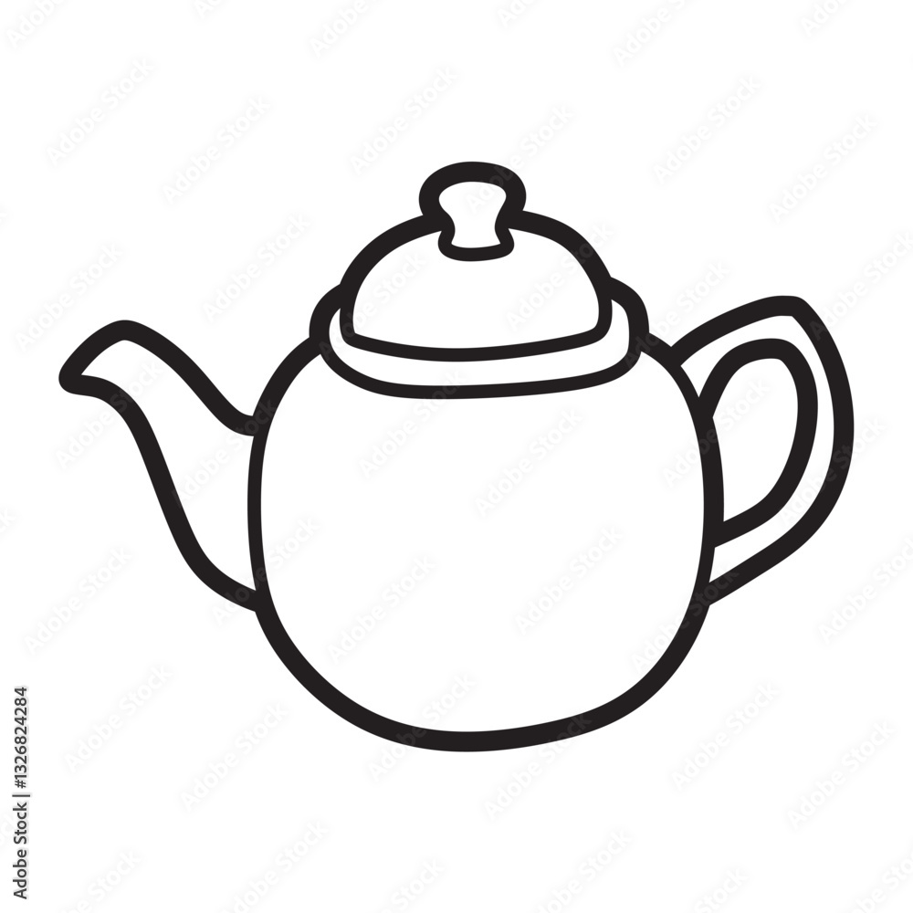 teapot large lid black and white vector facing left teapot large lid black and white vector facing left