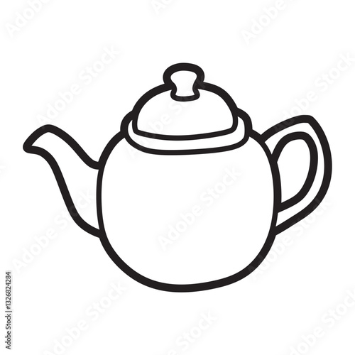 teapot large lid black and white vector facing left