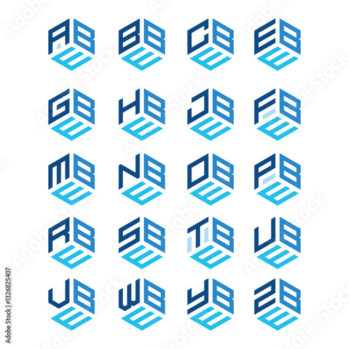 letter with hexagon style for icon or logo design collection