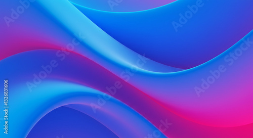 Modern digital abstract background with smooth flowing waves in blue and pink gradient tones