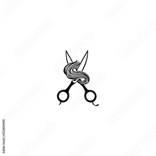 hair saloon logo ,Stylized Scissors Logo: Minimalist Black Silhouette for Creative Branding