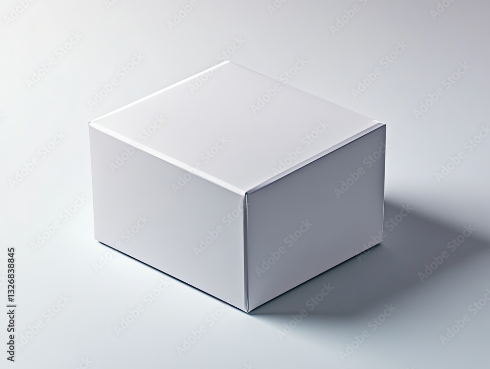 Naklejka premium Simple white cube resting on a surface casting a soft shadow