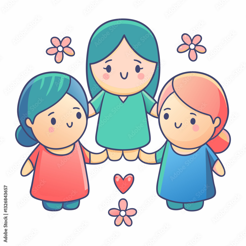 Celebrating friendship among three women in a bright floral garden cheerful art perspective and vibrant environments Celebrating friendship among three women in a bright floral garden cheerful art perspective and vibrant environments