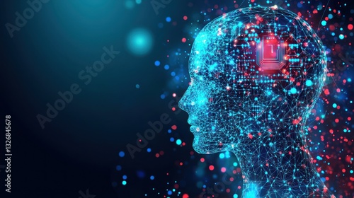 Digital Human Head, Futuristic AI Concept