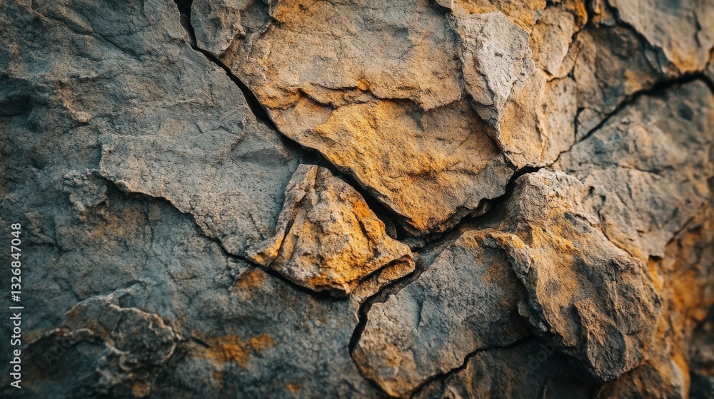 Close-up of weathered rock surface with cracks showing natural texture Close-up of weathered rock surface with cracks showing natural texture