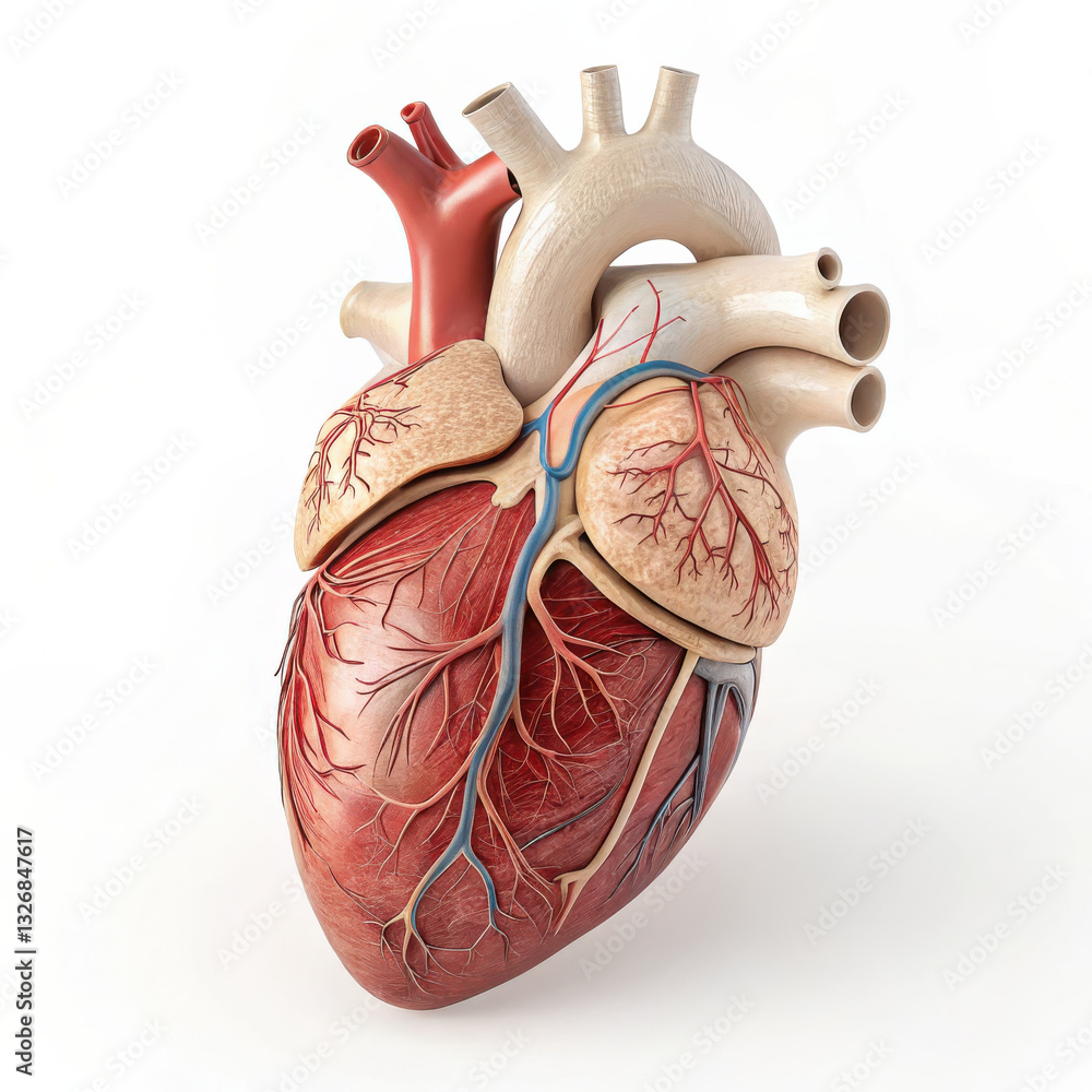 custom made wallpaper toronto digitalAnatomical model of human heart showing detailed structure and blood vessels. This educational illustration highlights heart chambers, arteries, and veins, emphasizing its vital role circulation