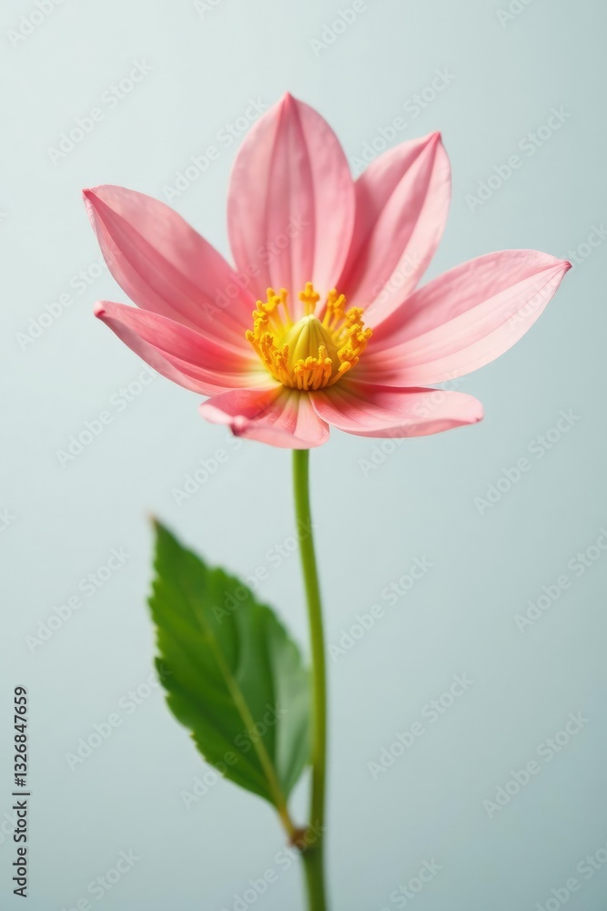 Fototapeta premium Small isolated flower on white background with soft focus, nature, petals