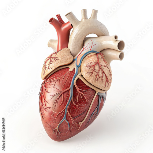 Wallpaper Mural Anatomical model of human heart showing detailed structure and blood vessels. This educational illustration highlights heart chambers, arteries, and veins, emphasizing its vital role circulation Torontodigital.ca
