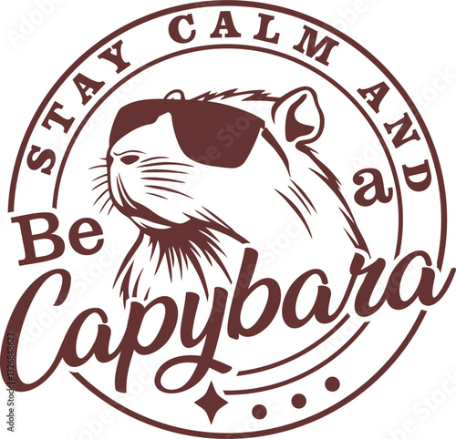 Stay Calm and Be a Capybara Outline - Black Vector Illustration with Modern Calligraphy