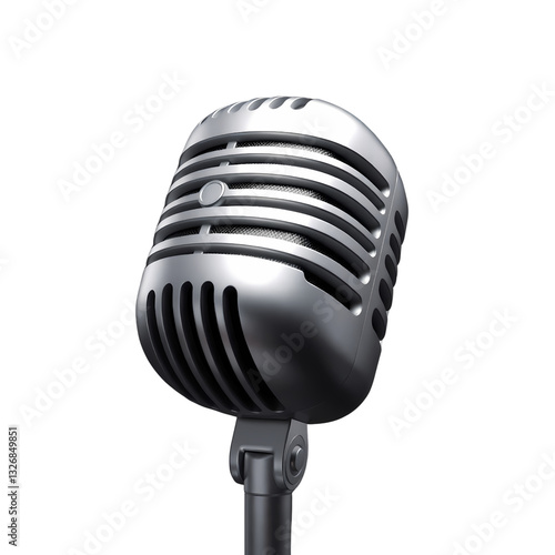 3D retro microphone Music Icon with transparant background. Sound and Audio