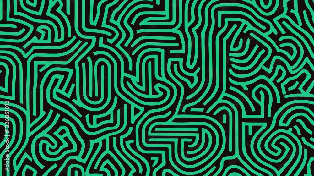 Intricate Green Line Pattern on Black Background Intricate Green Line Pattern on Black Background