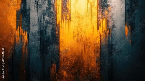 Abstract gold orange texture background, vertical brush strokes, glowing light