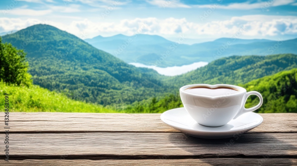 Mountaintop Coffee with Heart-Shaped Design Mountaintop Coffee with Heart-Shaped Design