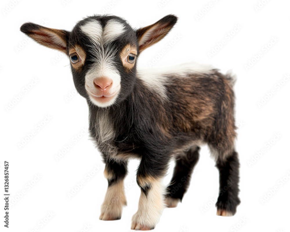 Cute baby goat standing on transparency background, showcasing its playful nature and unique markings. This adorable animal is perfect for various creative projects Cute baby goat standing on transparency background, showcasing its playful nature and unique markings. This adorable animal is perfect for various creative projects