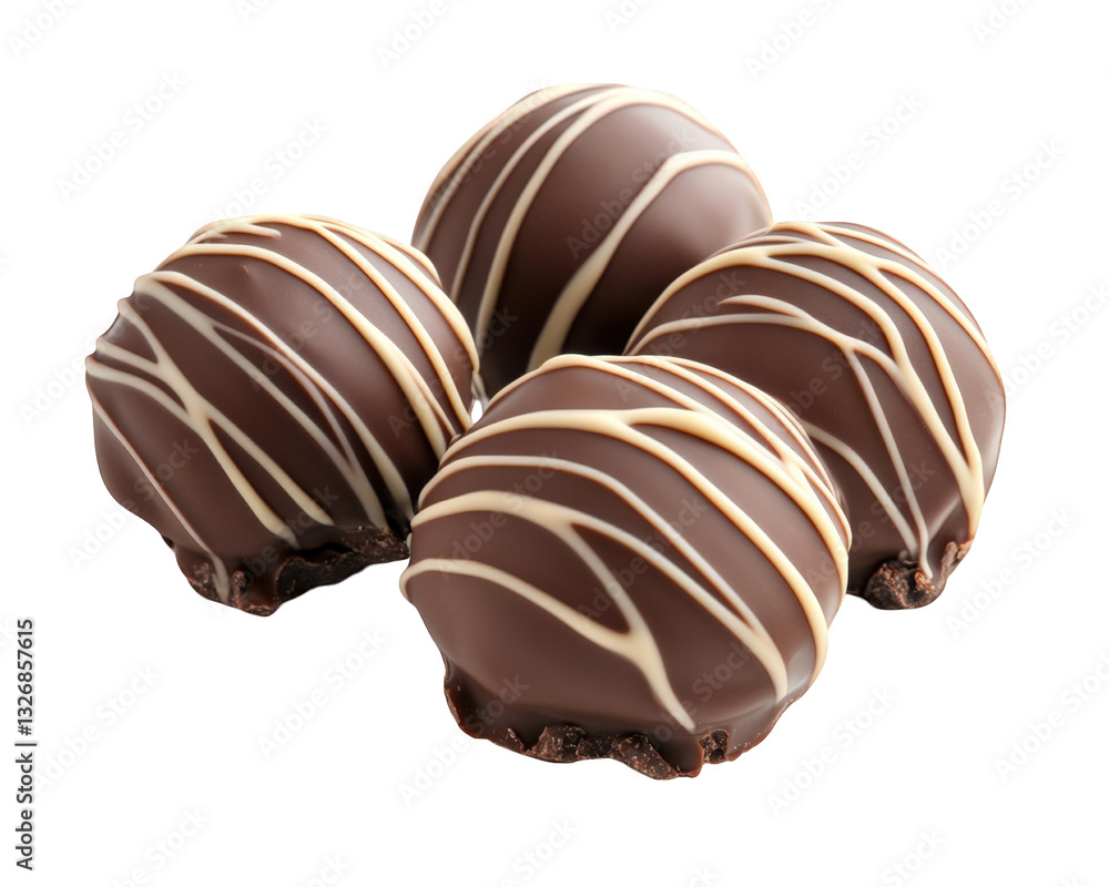 Decadent chocolate truffles with rich dark coating and white drizzle, perfect for dessert lovers. Indulge in these sweet treats for any occasion Decadent chocolate truffles with rich dark coating and white drizzle, perfect for dessert lovers. Indulge in these sweet treats for any occasion