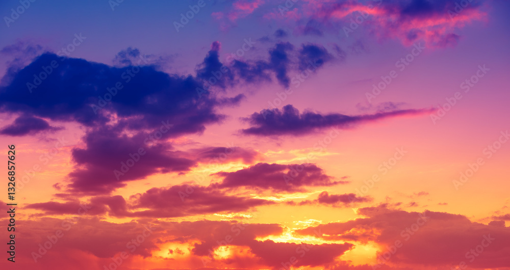 Fototapeta premium Amazing evening sky during sunset with gradient color.