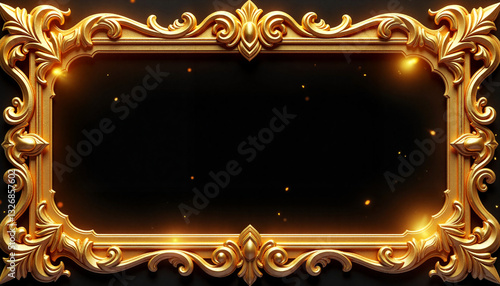 Intricate golden frame with dragon motifs, fantasy elegance