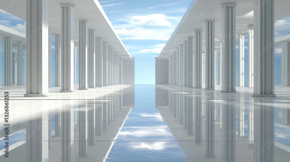 Fototapeta premium Discover the captivating beauty of an infinite mirrored corridor.