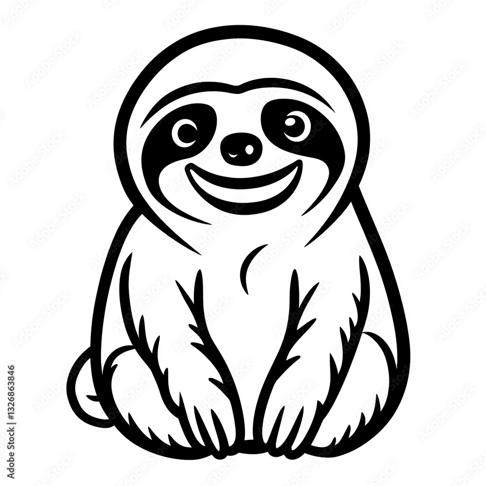 Fototapeta premium HappySlothIconSmilingJoyfullyContentmentRadiatesPeacefulJoyfulSlothIllustration