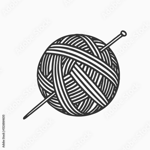 Balls of wool for knitting and knitting needles Sketch vintage vector illustration
