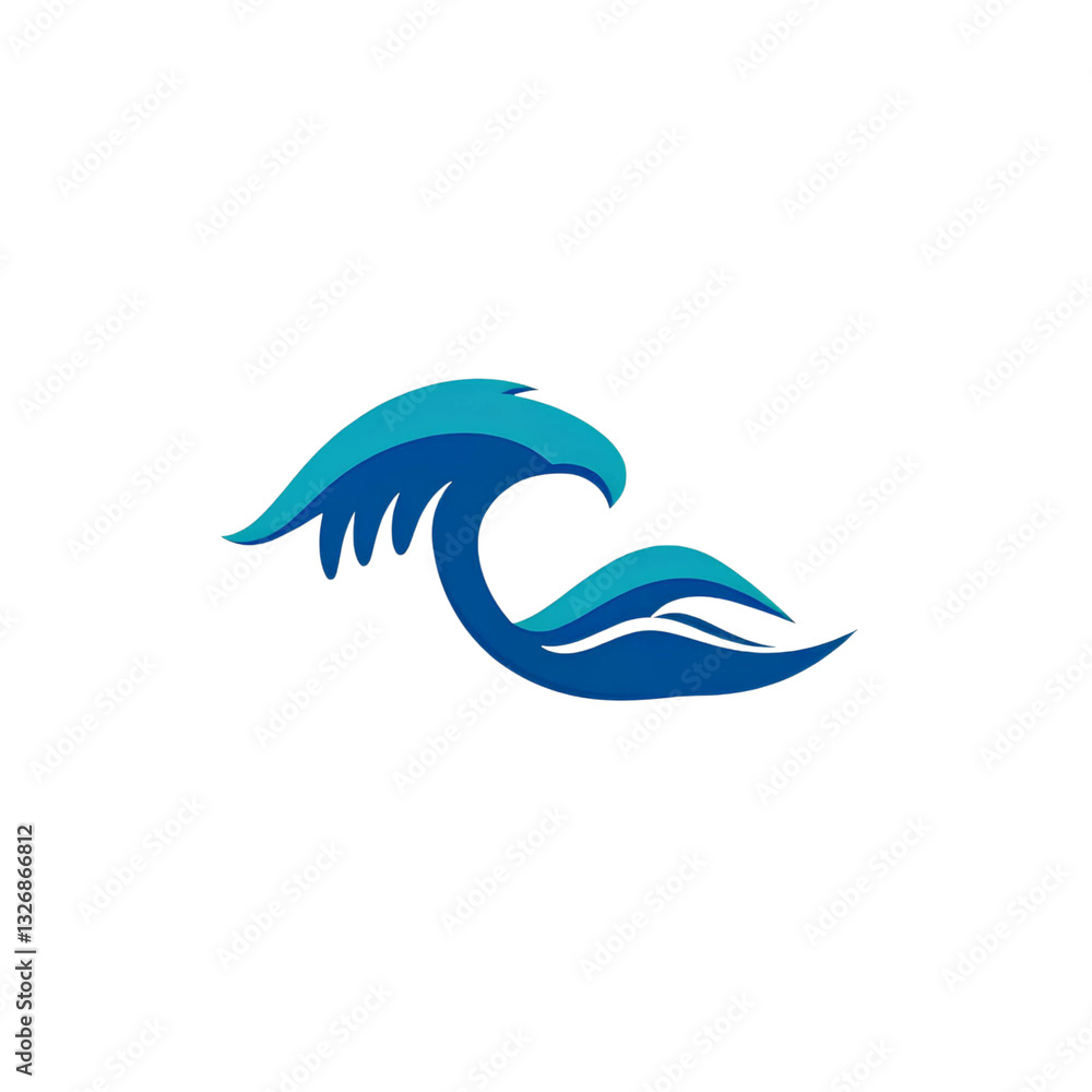Naklejka premium dynamic blue ocean wave with a double crest showing the energy and movement of the sea in a clean and modern design high quality png isolated on transparent background