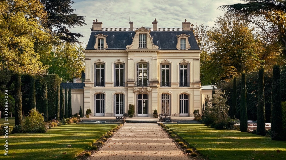 Obraz premium A stunning winery reflecting French chateau elegance in Bordeaux.