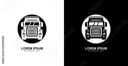 truck shaped logo design combined with a circle
