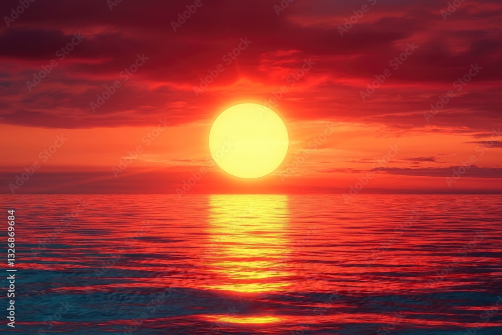 Fiery Sunset over Calm Ocean (8) Fiery Sunset over Calm Ocean (8)