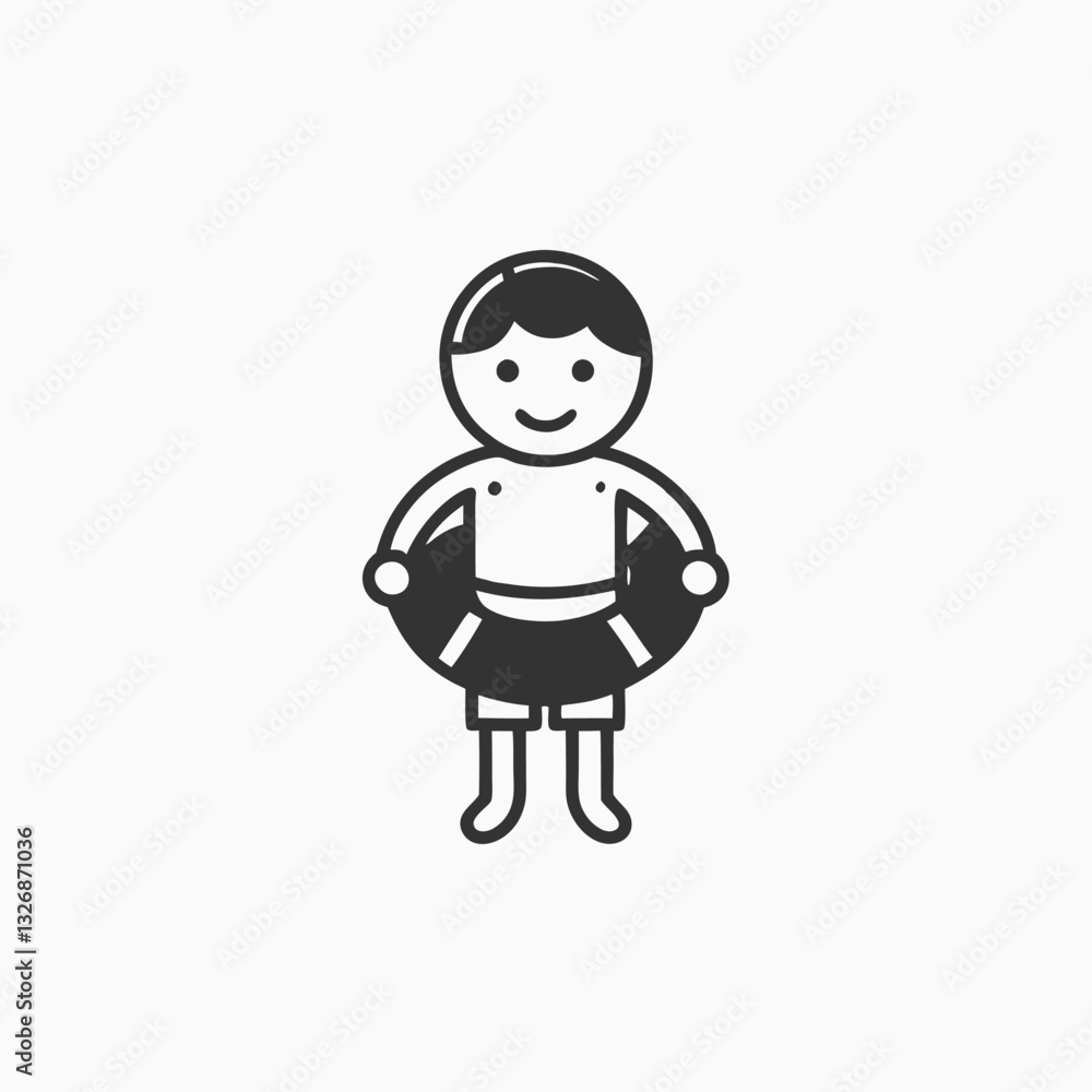 Cartoon Illustration of a Kid in Swim Shorts Floating in a Pool. Vector Hand Drawn Illustration Isolated On Transparent Background Cartoon Illustration of a Kid in Swim Shorts Floating in a Pool. Vector Hand Drawn Illustration Isolated On Transparent Background
