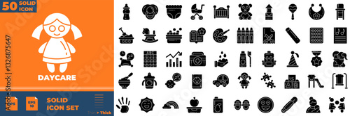 Daycare Solid Editable Icons set