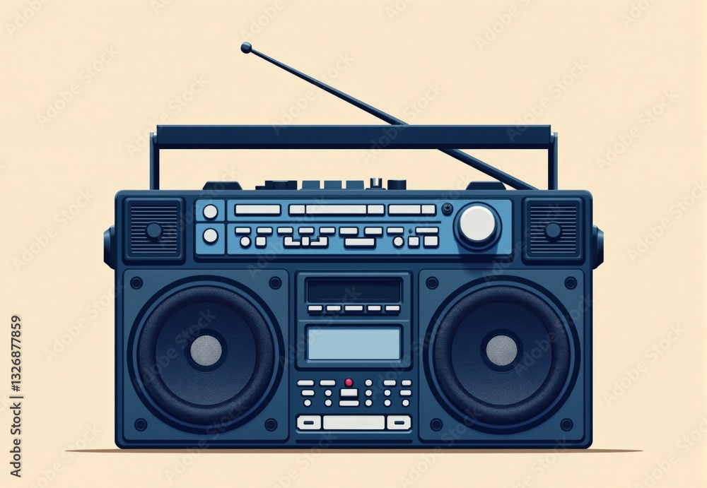 Fototapeta premium Vintage Boombox with Cassette Deck and Radio