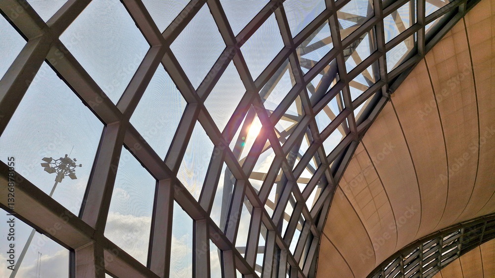 Obraz premium Beautiful sunrise in suvarnabhumi airport thailand.