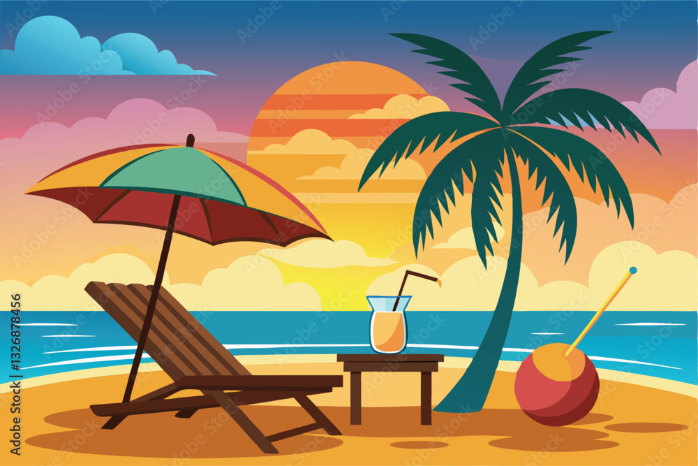 Obraz premium Beach at Sunset vector