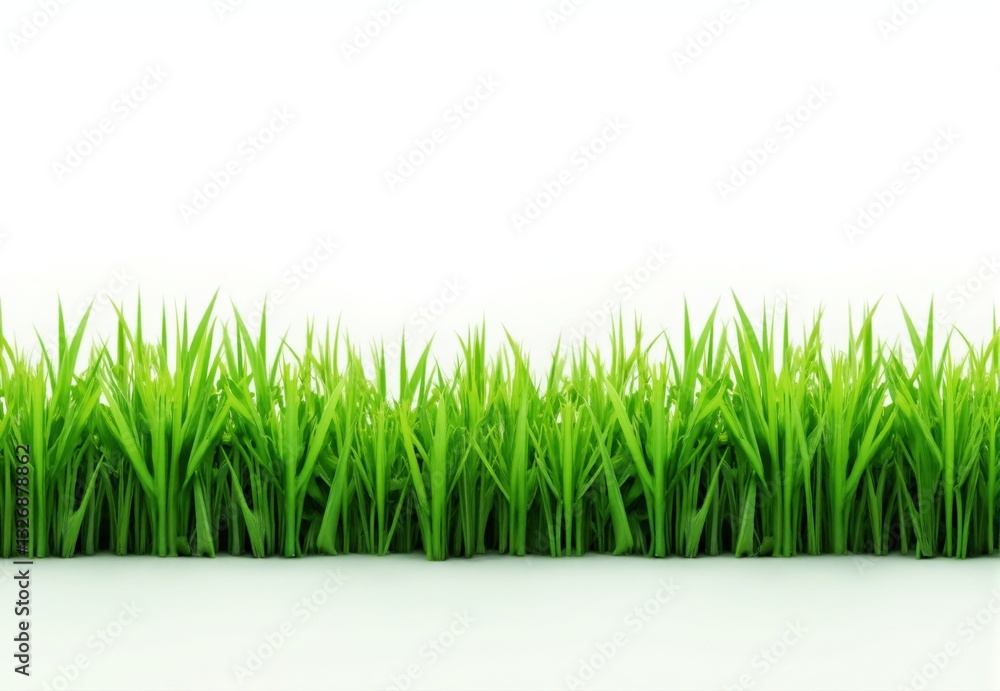 Obraz premium Green Grass Blades on White Background