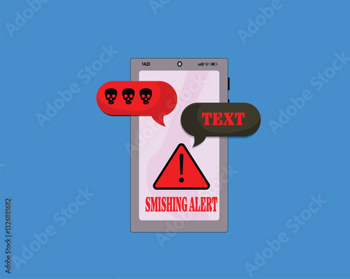 smising alert,hacker attack ,scam alert , web security vector
