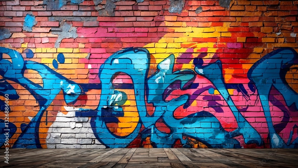 Fototapeta premium Vibrant abstract graffiti wall for artistic background