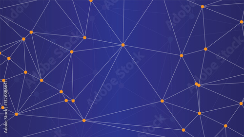 The background showcases a network of polygonal lines and dots, seamlessly linking together, all set against a cool blue hue for a clean, modern feel.

