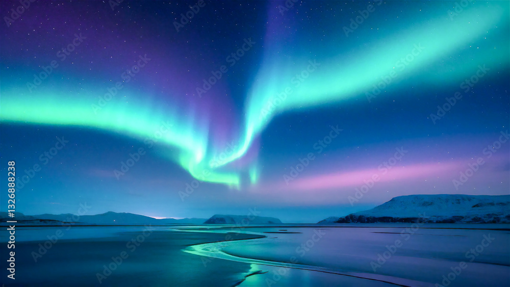 Naklejka premium a night sky with a aurora