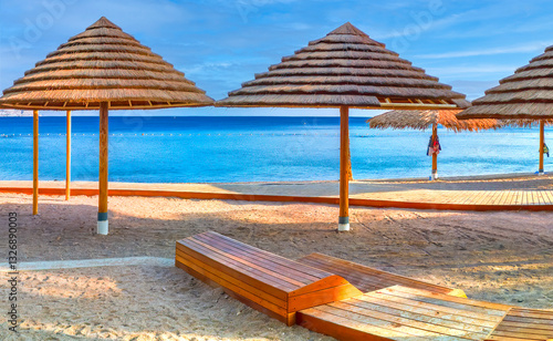 Morning on sandy beach of the Red Sea, Middle East