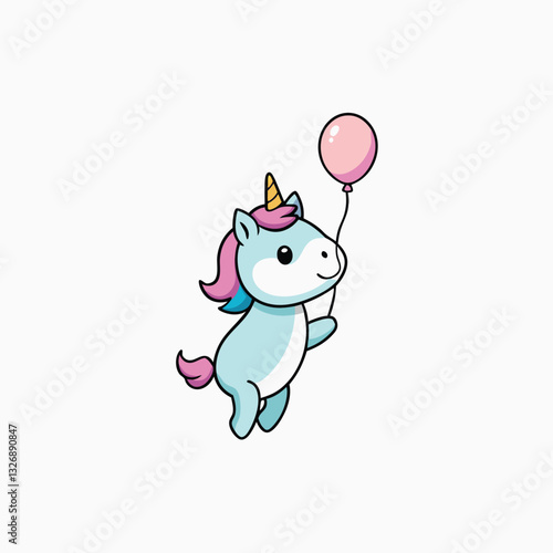 Unicorn lay on the cloud on colorful pastel sky background. vector cartoon illustration isolated on white background