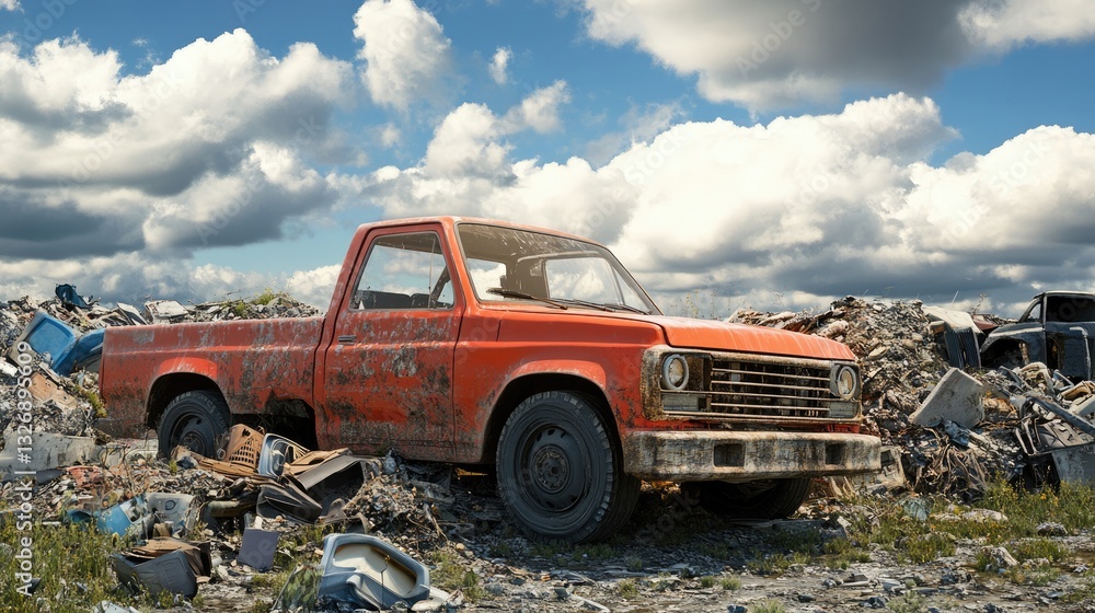 Fototapeta premium Cash for Clunker Program - Government Car Rebate for Recycling Vehicles