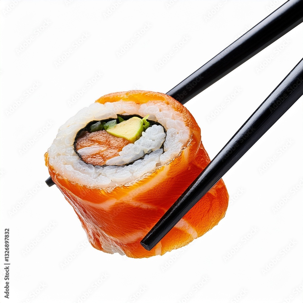 sushi and chopsticks isolated on white sushi and chopsticks isolated on white