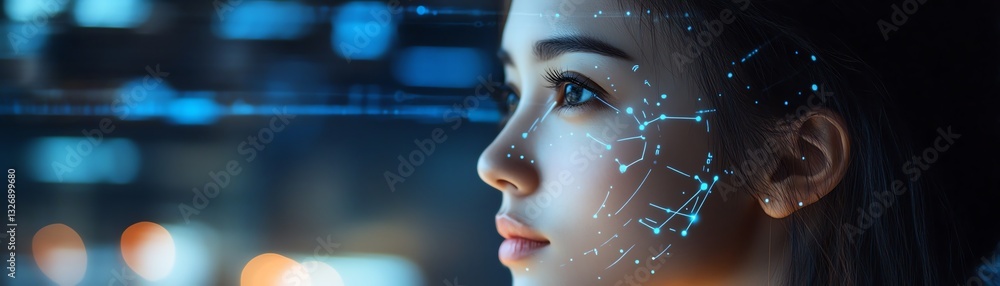 Fototapeta premium An AI therapist analyzing emotions through facial recognition, offering guidance