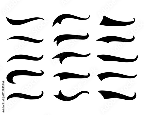 Text tails Calligraphic swoosh retro decorative swish line and underline curl design vector set