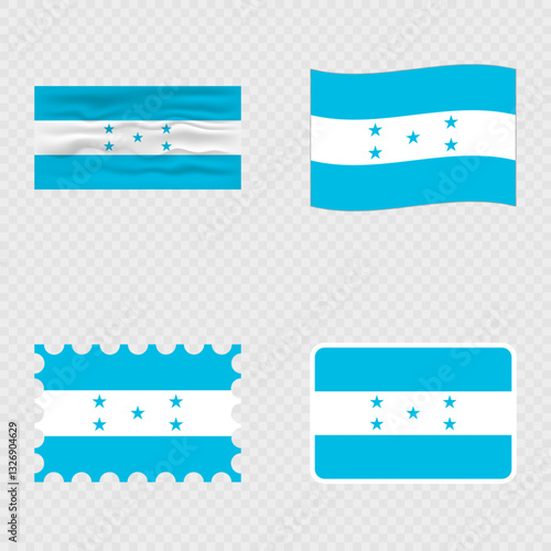 Honduras national flag in four different styles.