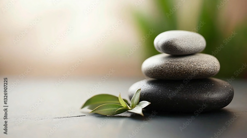 Obraz premium Relaxing Spa Experience Close-Up of Smooth Hot Stones Tranquil Environment High-Resolution Imagery