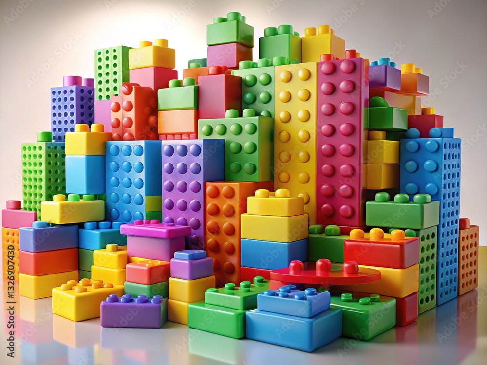 Fototapeta premium Cartoon Bricks Colorful Building Blocks