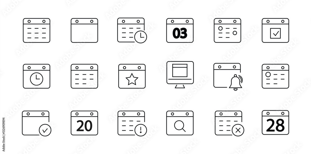 Calendar icon collection. Schedule, reminder symbol. Vector illustration Calendar icon collection. Schedule, reminder symbol. Vector illustration