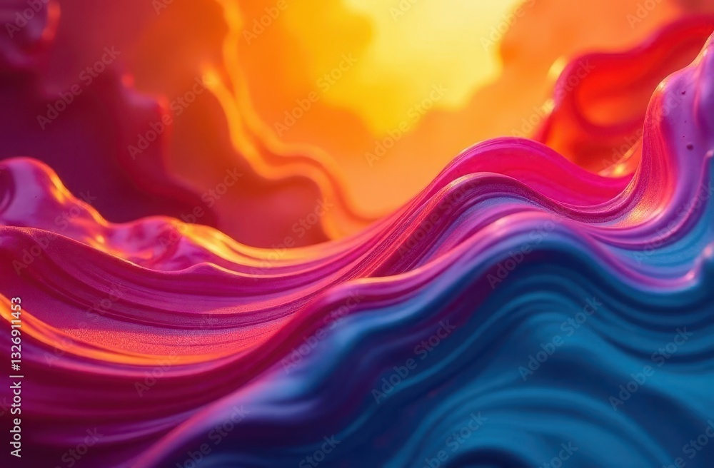 Vibrant abstract waves of color swirl under warm light Vibrant abstract waves of color swirl under warm light