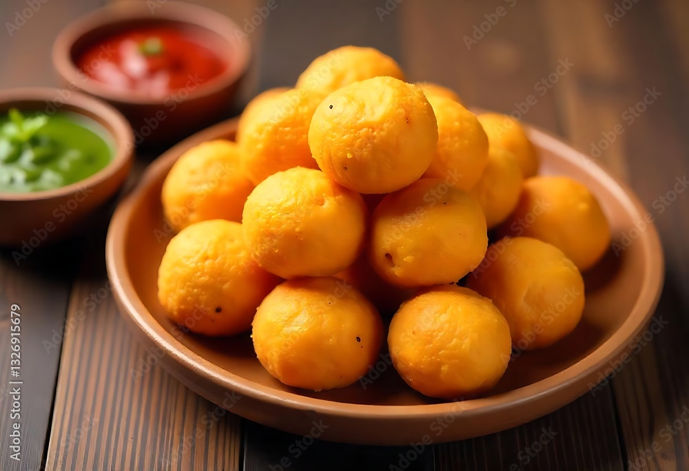 Generative AI Culinary Creation: Golden Delights with Vibrant Dips